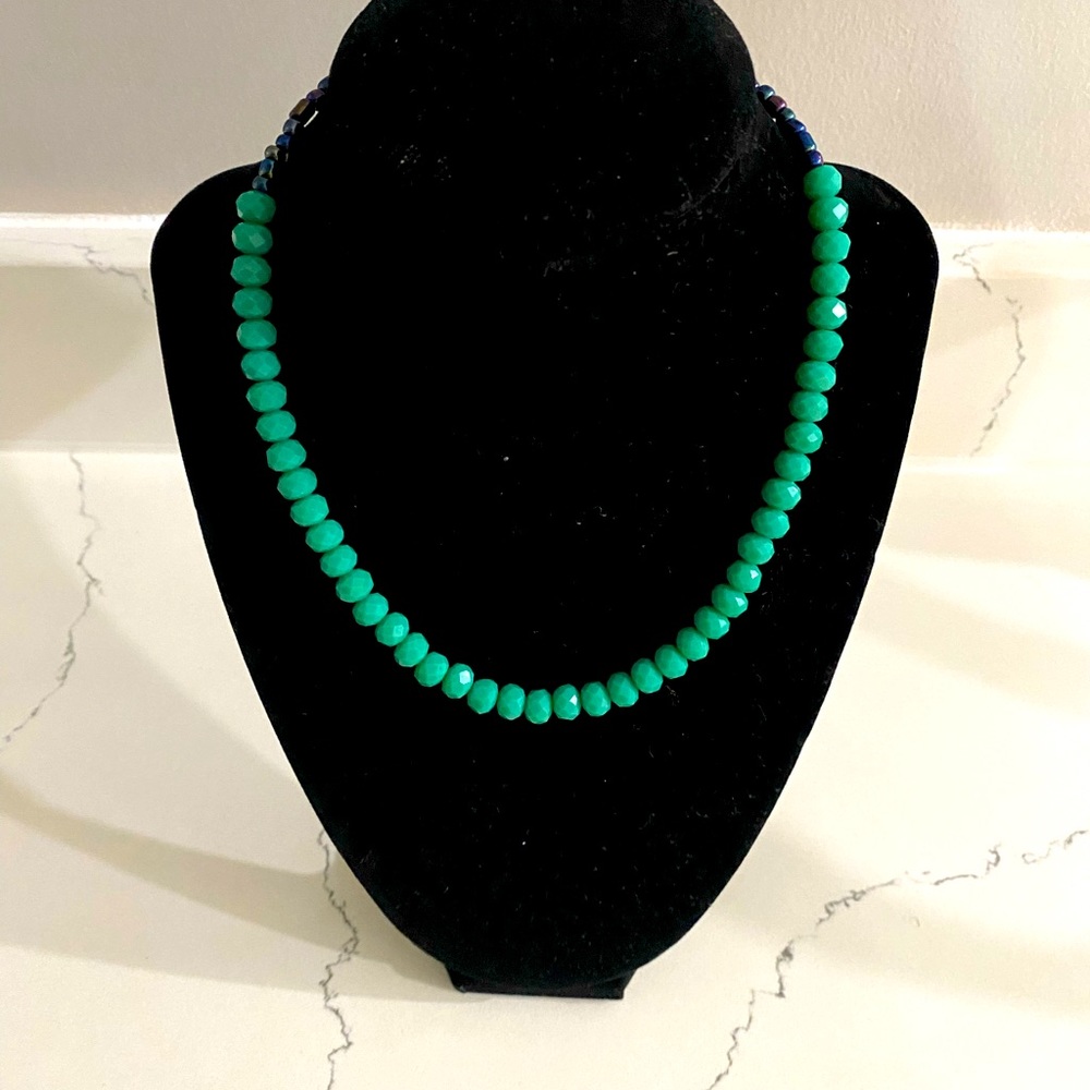 Handcrafted necklace with matching earrings, made from natural stone